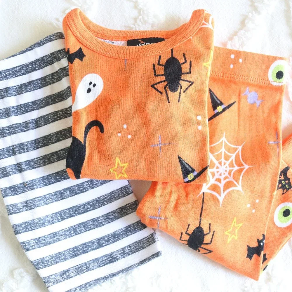 Baby Halloween Trick or Treat Stripe Shorts Matching Family Sleep Set 3pc Bundle